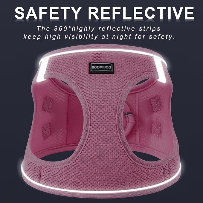 Dog Harness with Leash Set, Step-in Adjustable Puppy Vest, Pink Green S | Lightweight Breathable Air Mesh, Night Safety Reflective, No Pull Puppy Vest Harnesses for Small Medium Large Dogs, Cats - Image 4