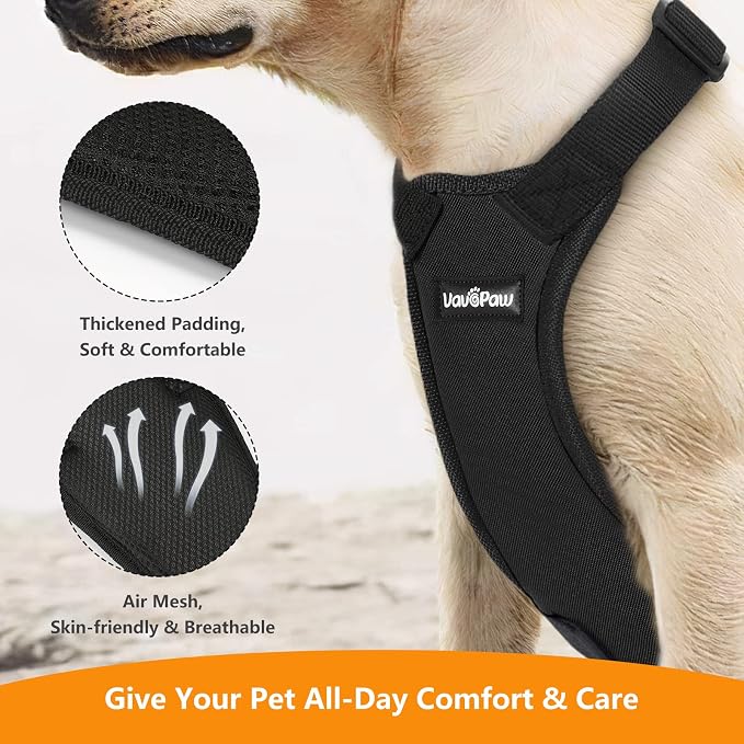 VavoPaw Dog Seat Belt Vest Harness for Car, 2 in 1 Seatbelt Buckle | Soft Breathable Mesh, Adjustable Buckle, Nylon, Heavy Duty Pet Safety Seat Belts for Small Medium Large Pets, Black, XXL - Image 3