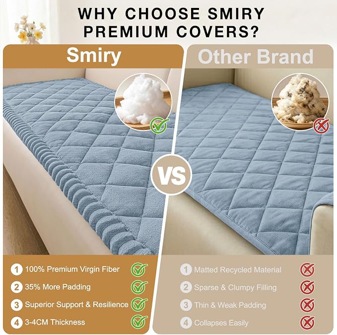 Smiry Non Slip Couch Cover for Dogs, Fuzzy Plush Pet Sofa Protector | Washable Furniture Cover for Large Dogs & Cats, Scratch & Dirt Resistant, For 2 Cushion Couch, Haze Blue, 27.6"x47" - Image 4