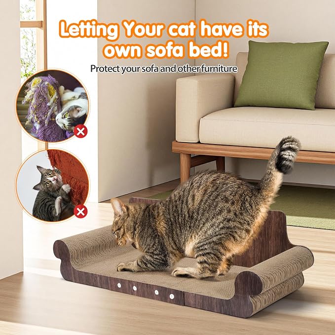 Extra Large Cat Scratcher Bed, 32 Inch Cat Scratching Board Cat Couch, Durable Cardboard Cat Scratcher Lounger, Modern Stylish Cats Bed for Indoor Cats, Furniture Protector - Image 5