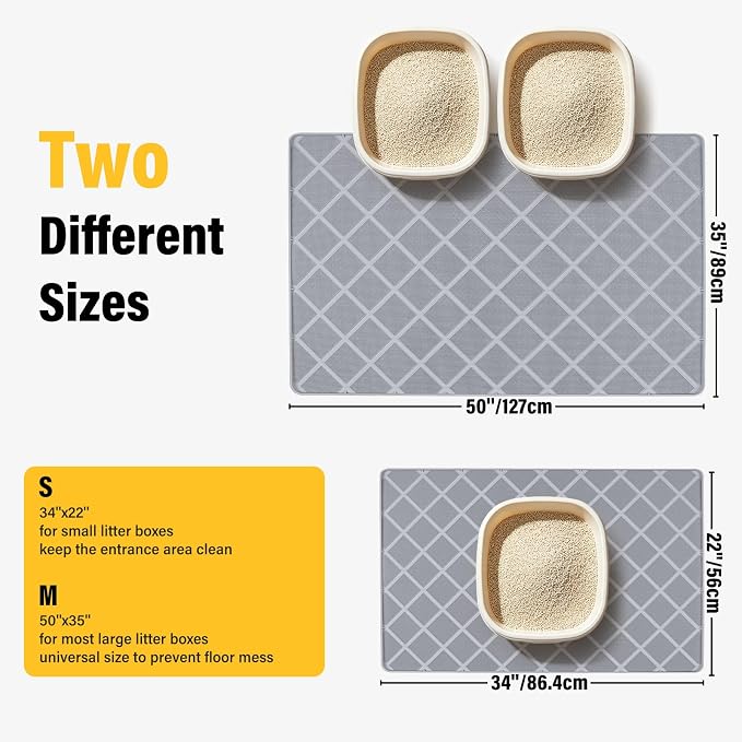 Silicone Cat Litter Mat 34" x 22" Cat Mat for Litter Box with Surface Brush | Extra Large Cat Litter Box Mat for Scatter Control, Non-Slip, Waterproof Cat Litter Mat Litter Trapping Mat with Raised Edge - Image 8