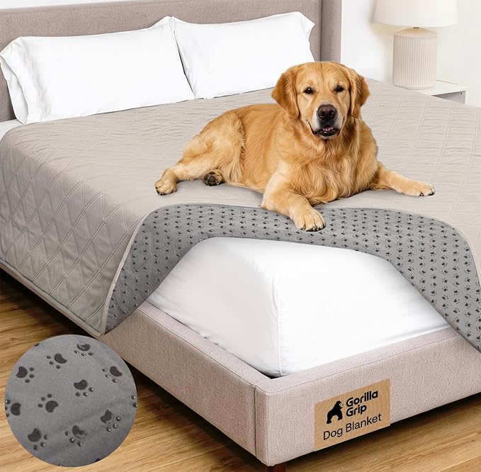 GORILLA GRIP® Waterproof Dog Blanket, Couch Cover for Dogs, 82x102 Taupe | Silicone Grip Backing, Washable, Leakproof, Protects Sofa, Sectional, Bed, Crate, Car and RV, Senior Pet Essential by Unknown