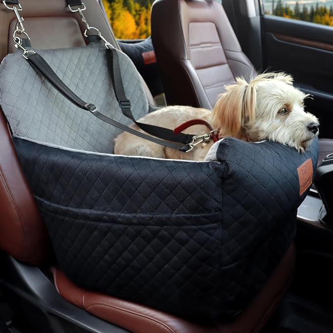 Dog Booster Car Seat for Medium/Small Sized Dogs,Memory Foam and Ultra Soft Fabric Car Pet Bed,Portable Travel Safety and Comfortable Dog Carseat with Washable Removable Cover,Thick Cushion（M-Blagre） - Image 2