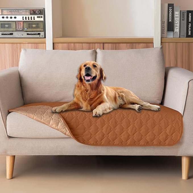 gogobunny 100% Double-Sided Waterproof Dog Bed Cover Pet Blanket Sofa Couch Furniture Protector for Puppy Large Dog Cat, Reversible (32x53 Inch (Pack of 1), Dark Pumpkin/Light Pumpkin) by gogobunny