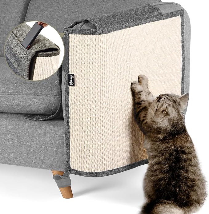 NATUYA Couch Cat Scratch Furniture Protectors from Cats-Sisal Cat Scratching Mat Furniture Guard for Sofa Cushion Chair Corner (Dark Gray, Left) by NATUYA