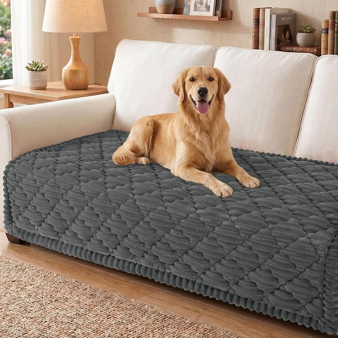 Smiry Couch Cover for Dogs Washable, Non Slip Fuzzy Pet Sofa Protector | Soft Thick Furniture Cover for Sofa, Loveseat and Sectional, Scratch & Pet Hair Resistant (Dark Grey, 43" x 82.7") by Smiry
