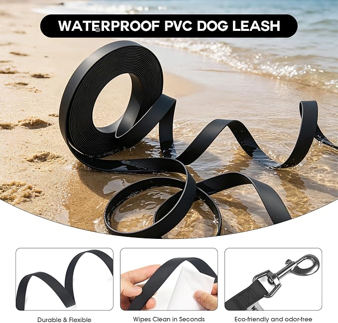 Wolfone Waterproof Dog Leash 30FT Long Line Training Recall Lead | 30FT Dog Leash Durable PVC coated leash with easy clean surface ideal for recall training, camping, hunting and walking - Image 2