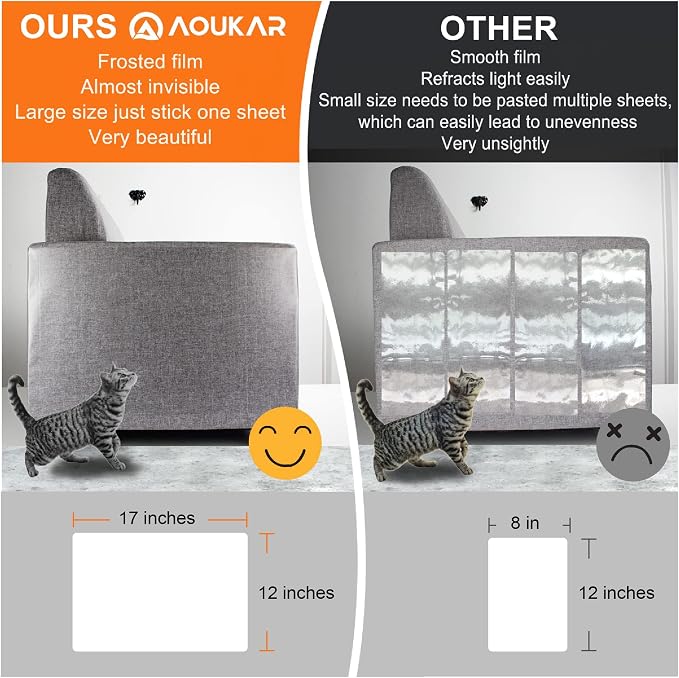 Cat Scratch Furniture Protector for Couch, Clear Cover from Cat Claws | Clear Self-Adhesive Furniture Protector Helps Stop Cat Scratching On Couches And Sofas With Easy, Clean Removal - Image 4