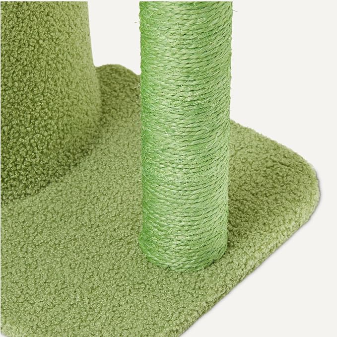 Amazon Basics Cactus Cat Tower for Indoor Cats, 4-in-1 Scratching Post with Curved Perch, Cozy Condo, Natural Sisal, Interactive Dangling Ball, 30.7 in H, Green - Image 4