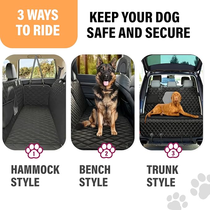 Active Pets Dog Car Seat Cover for Back Seat, Waterproof Pet Protection Hammock, SUV Truck Car Backseat Protector with Safety Features, Black - Image 9