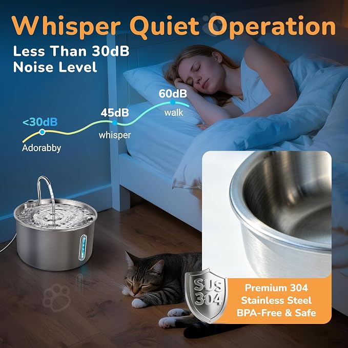 Stainless Steel Cat Water Fountain, 135oz/4L, Ultra-Quiet | Automatic Cat Dog Water Dispenser with Adjustable Pump, 3 Flow Modes, Large Capacity for Multiple Pets - Image 4