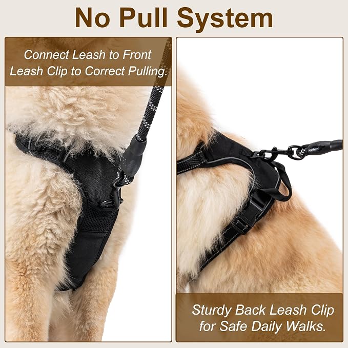 No Pull Dog Harness, Adjustable Reflective Front Clip Pet Vest with Easy Control Handle for Medium Large Dogs (Green,XL) - Image 3