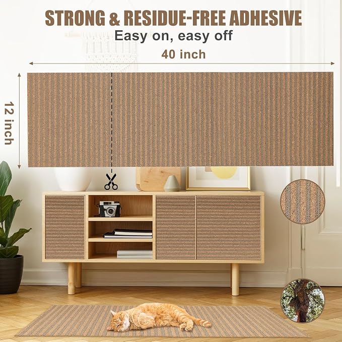 Natural Cork-Cat Scratch Pad-Cat Scratch Mat Rug-Avoid Cat Couch Protector-Cat Scratch Furniture Protector for Post/Sofa/Floor-Indoor Wall Scratchers-Cat Scratching Carpets-Stretching-Kitty Gifts - Image 4