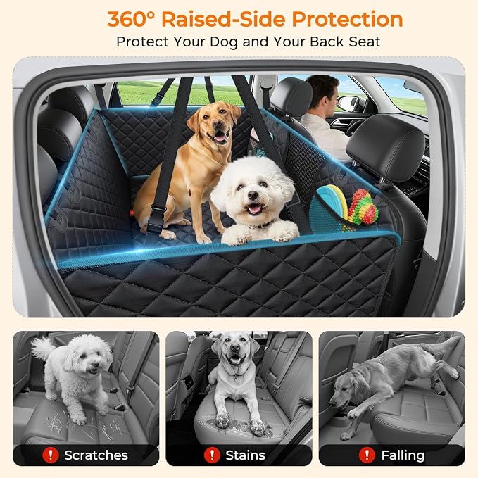 URPOWER Back Seat Extender for Dogs, Large Hard Bottom Dog Car Seat Cover | 550 lb Support, 45% More Space for Large & Multiple Dogs, 3 Large Panels for Stability, Foam Comfort, Waterproof 900D Oxford - Image 8