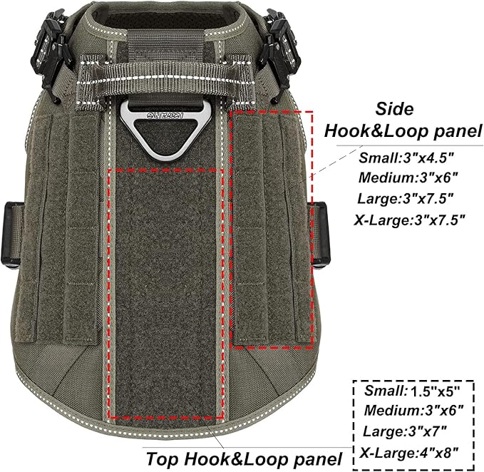 ICEFANG Tactical Dog Harness for Medium Dogs,Reflective No Pull Dog Vest | with Control Handle,Adjustable,Front Hook,2 Leash Clips,Soft Padded,MOLLE Panel,Green,Medium - Image 4