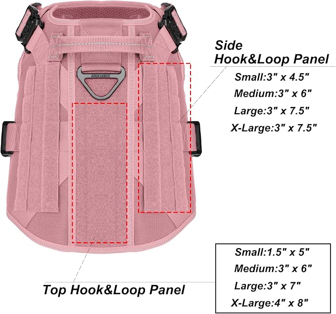 ICEFANG Tactical Dog Harness,for X-Large Dogs,Reflective No Pull Dog Vest | with Control Handle, Adjustable,Front Hook,2 Leash Clips,No Choke,Soft Padded,MOLLE Panel,Pink,X-Large - Image 3