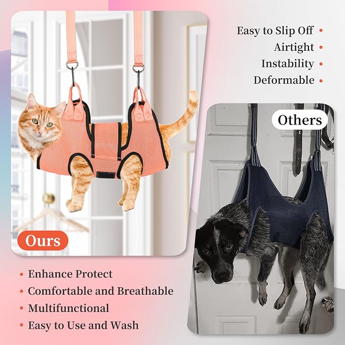PatiencET Dog Grooming Hammock Kit | For Cats & Dogs up to 17 lb, Hanging Harness and Sling for Nail Trimming, Includes Clippers/Trimmer, File & Comb, Orange S - Image 5