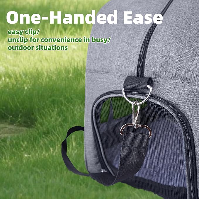 Cat Carrier for Small Cats Dogs, Soft-Sided Pet Carrier for Cats Puppies Small Pets, Lightweight Comfortable Travel Cat Dog Carrier (Grey) - Image 6