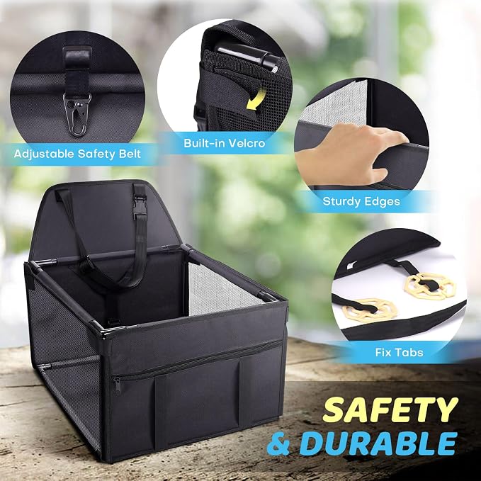 GENORTH Small Dog Car Seats for Small Dogs,Portable Puppy/Pet Car Booster Seat with Clip-On Leash and Mesh Window for Small Pet Up to 11 lbs - Image 4