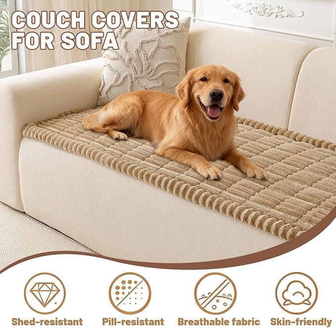Couch Cover for Dogs Washable, Non Slip Soft Cozy Waterproof Brown | Pet Friendly, Fuzzy Durable Plush Thick Slipcovers for 3 Cushion Sofa Cover Protector Mat Bed Furniture Couches 27.6"x59.06" - Image 2
