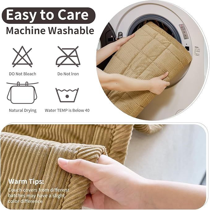 Couch Covers for Dogs, Non Slip Washable Pet Couch Covers for Sofa | 27.6”x82.7” Light Brown Soft Velvet Sofa Covers for 3-4 Cushion Couch, Couch Protect Against Pet Hair, Scratches & Stains - Image 7