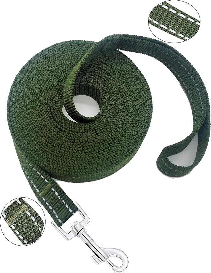 Nylon Training Dog Leash for Small Medium Dogs, 15ft 20ft 30ft 50ft 100ft Reflective Long Leash Dog/Puppy Lead for Obedience Recall Training, Camping - Image 2
