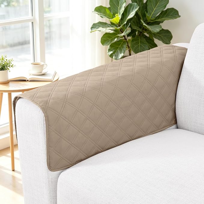 Smiry Waterproof Reversible Pet Couch Covers for Dogs | Pet Friendly, Soft Fabric, Washable Sofa Furniture Protector for Dogs Cat Kids, Checkered (40"x40", Taupe/Beige) by Smiry