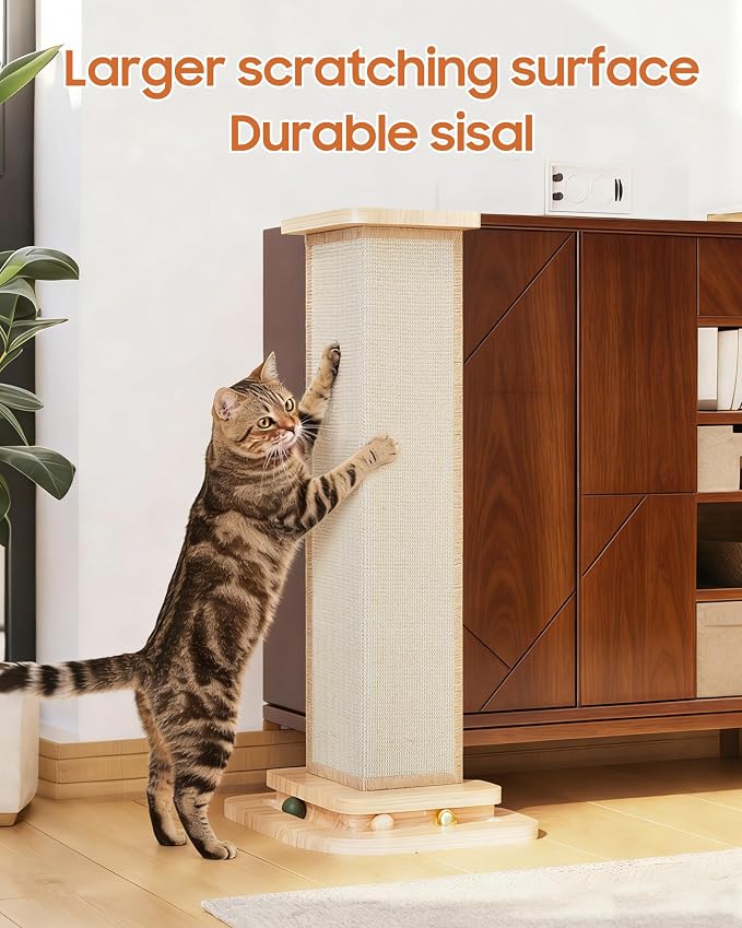 Couch Corner Cat Scratcher with Track Balls, 25'' Cat Scratching Post for 90° Furniture Sofa, Replaceable Sisal Scratch Pad for Wall Furniture Protector - Image 4