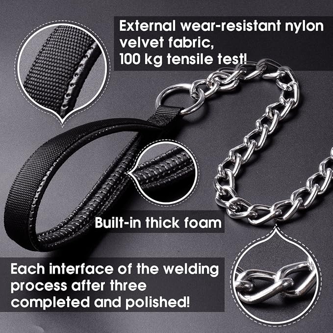 Premium Chain Heavy Duty Dog Leash, 4 ft. x 5.0 mm | Padded Handle for Large & Medium Size Dogs - Image 3