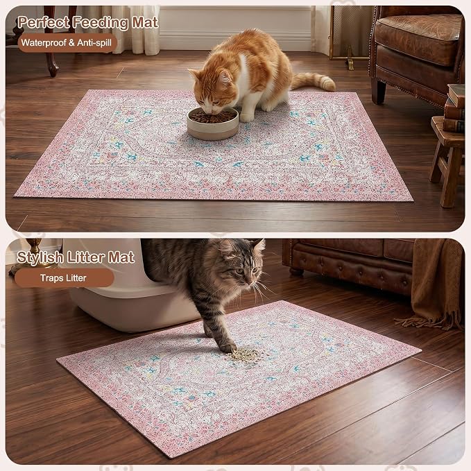 Glittme Cat Litter Mat, 33"x22" Non-Slip Washable Trapping Mat for Cats | Litter Trapping Mat With Thick PVC Coil To Catch Scatter, Soft On Paws And Waterproof Bottom To Protect Floors - Image 7