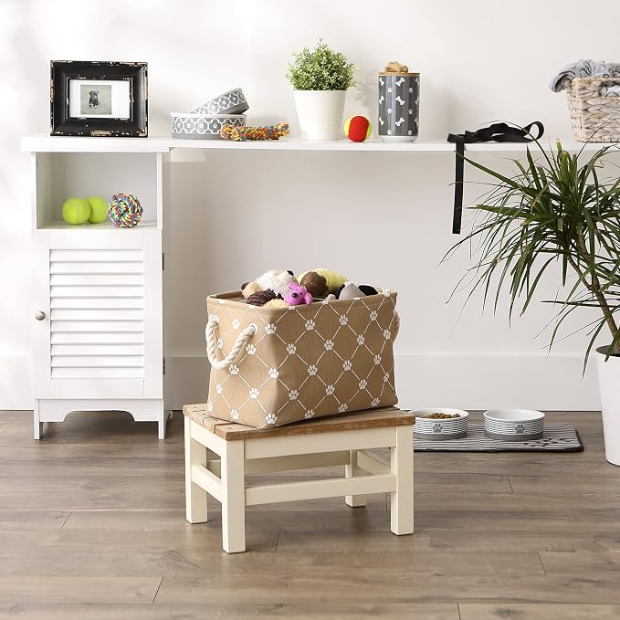 Bone Dry Pet Storage Paw and Bone, Trellis Collection, Small Rectangle, 14x8x9, Taupe - Image 4