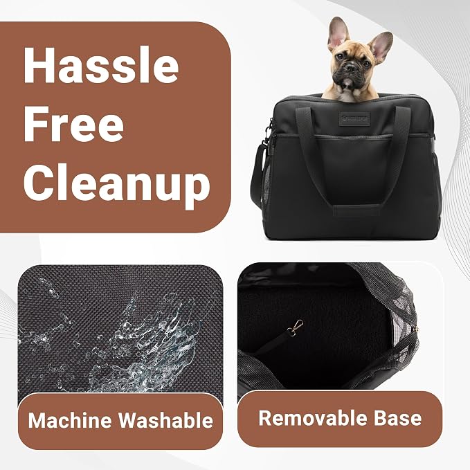 Soft-Sided Dog Carrier Bag, Airline Approved Pet Tote for Small Dogs & Cats, Breathable Mesh, Machine-Washable Cushion, TSA Friendly, Black - Image 7