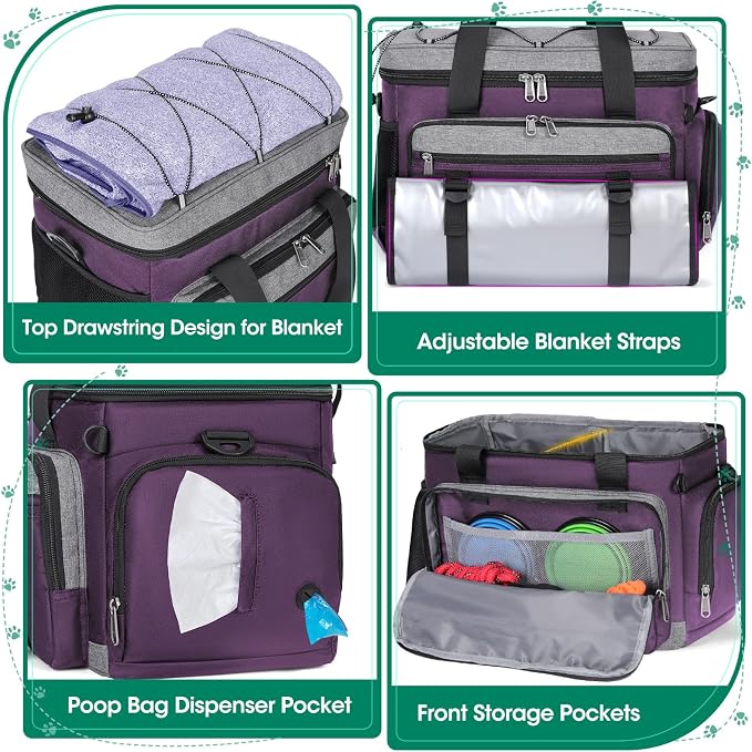 IGOLUMON Dog Travel Bag Large Waterproof Pet Travel Bags Set for Supplies | Weekend Travel Kit Tote Organizer Multi-Pocket Food Travel Bag with 2 Extra Large Food Containers, 2 Dog Bowls, 1 Feeding Mat - Image 2