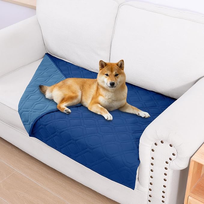 Smiry Reversible Waterproof Pet Couch Covers for Sofa | Washable Dog Couch Sofa Covers, Water Resistant Furniture Protector Slipcover, Geometric (30"x53", Navy/Blue) by Smiry
