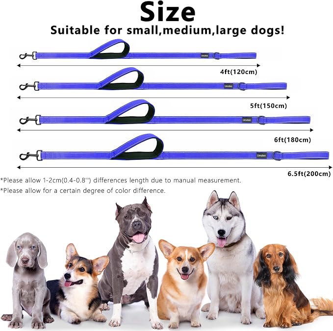 Dog Leash 6ft Long,Double Handle Dog Leash for Control Training | Heavy Duty Dog Leads with Traffic Padded Handles, Reflective Leashes for Small Medium Large Dogs(6ft, Navy Blue) - Image 5