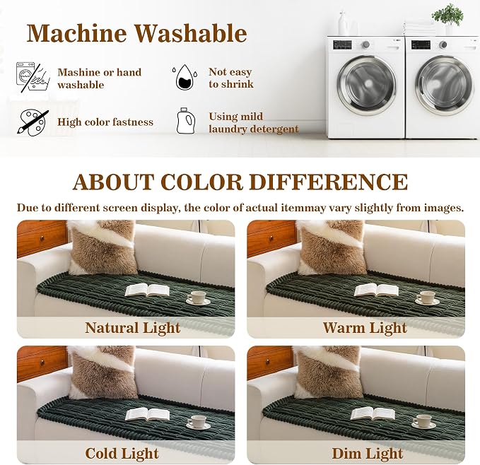 MYSKY HOME Couch Covers for Dogs, Non-Slip Sofa Covers Washable, Moss Green | 27.6" x 59" Pet Couch Covers for Sofa, Love Seat Couch Cover, Dog Couch Cover Protector, Cushion Covers, Soft Sofa Slipcover - Image 7