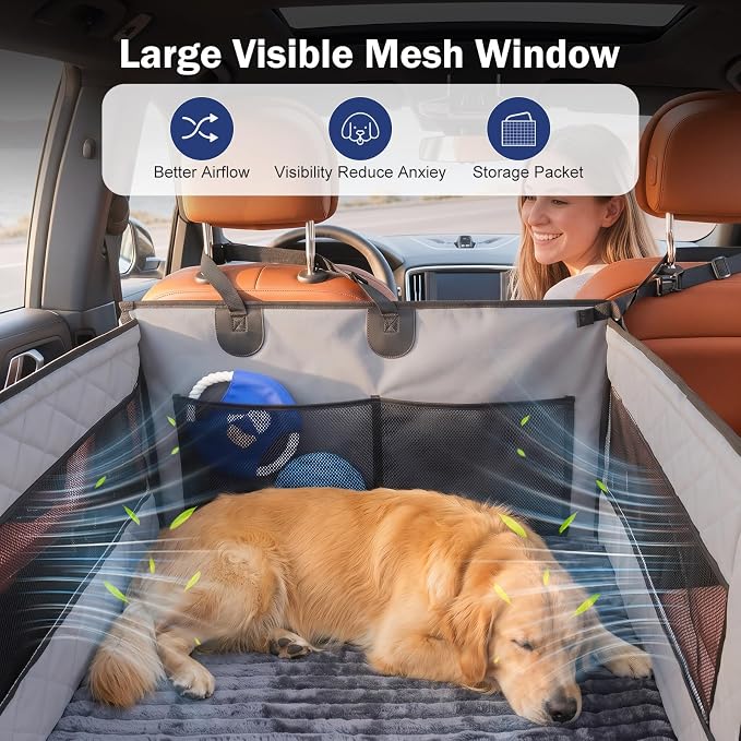 MIXJOY Dog Car Seat for Large Medium Dogs - with Dog Bed Inside, Back Seat Extender for Pets, Waterproof Pet Carseat for Medium Sized Pet, Hammock for Pet, with Storage Pocket - Image 6