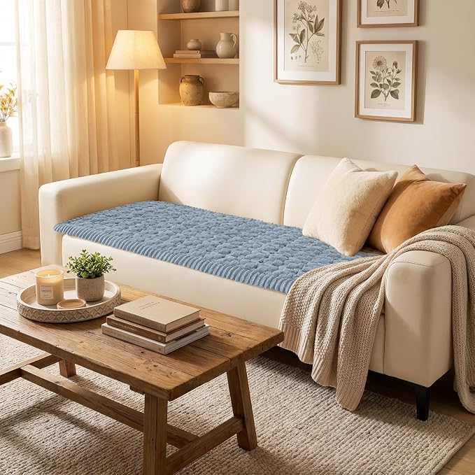 Smiry Non Slip Couch Covers for Dogs, Scratch Resistant Pet Sofa Protector | Machine Washable Soft Fuzzy Thick Furniture Cover for Sofa Loveseat Sectional Large Dogs, Airy Blue, 27.6" x 82.7" - Image 2