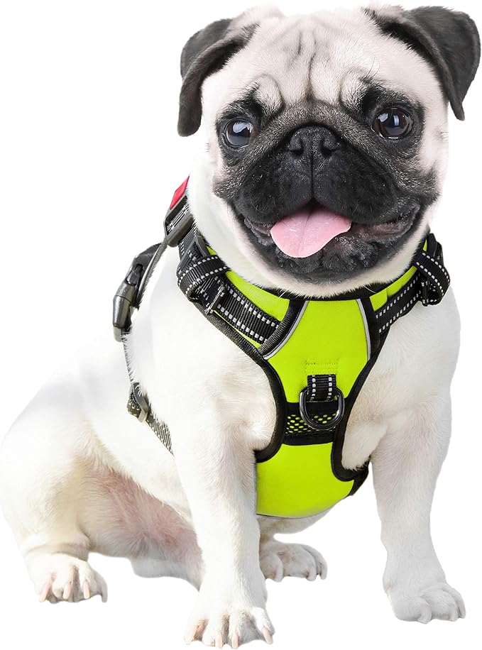 No Pull Dog Harness Medium Reflective Front Clip Vest with Handle | Adjustable 2 Metal Rings 3 Buckles ,[Easy to Put on & Take off](M, Green) - Image 6