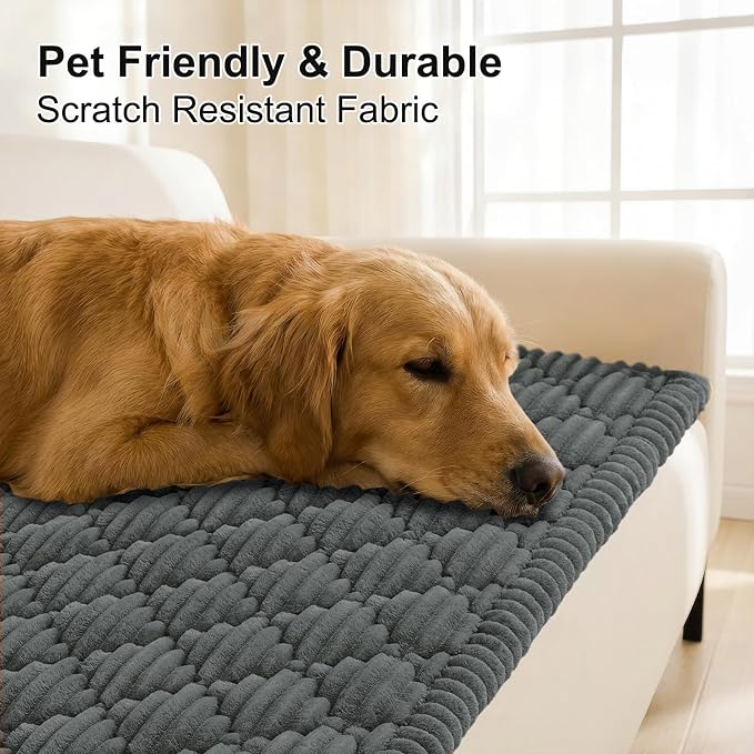 Smiry Couch Cover for Dogs Washable, Non Slip Fuzzy Pet Sofa Protector | Soft Thick Furniture Cover for Sofa, Loveseat and Sectional, Scratch & Pet Hair Resistant (Dark Grey, 35.4" x 95") - Image 3
