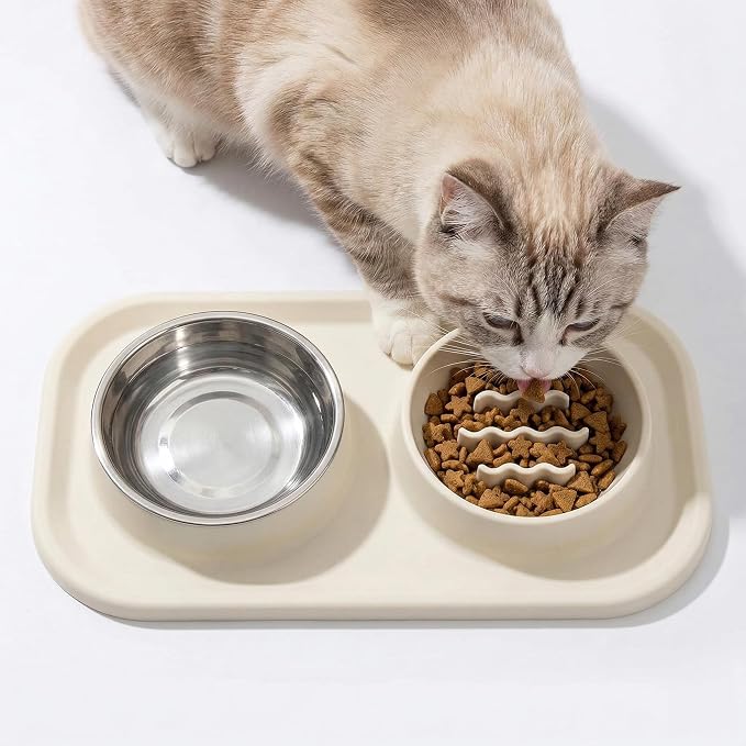 Slow Feeder Dog Bowls, Dog Bowl Set for Puppies, Small Dogs, and Cats – Silicone Non-Slip Food and Water Feeding Station, Spill-Proof Pet Dishes for Mess-Free Meals by Unknown