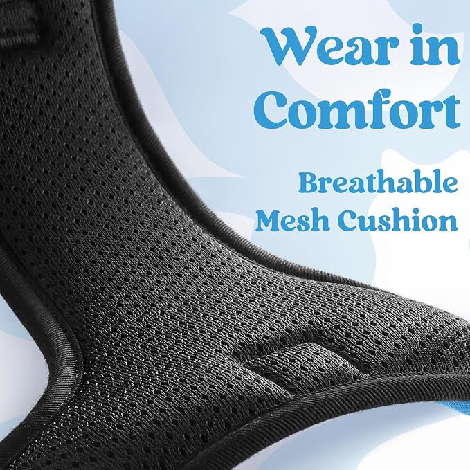 rabbitgoo Dog Harness Medium Sized, Updated Easy On & Off with 3 Buckles | No Pull No Choke, Walking with 2 Clips and Handle, Adjustable Soft Reflective, Sky Blue, Medium - Image 8