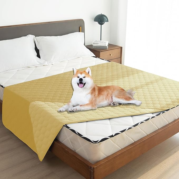 gogobunny 100% Double-Sided Waterproof Dog Bed Cover Pet Blanket Sofa Couch Furniture Protector for Puppy Large Dog Cat, Reversible (52x82 Inch (Pack of 1), Dark Yellow/Light Yellow) - Image 6