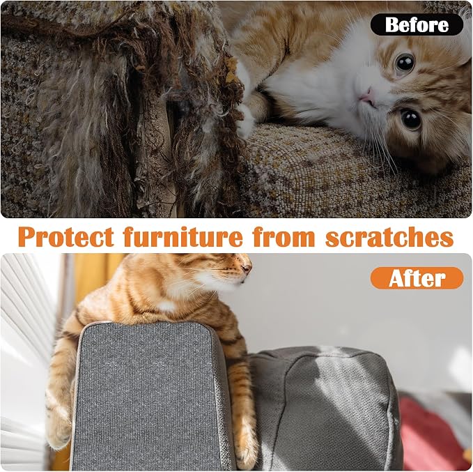 Cat Scratch Furniture Protector - 138" x 17" Trimmable Self-Adhesive Cats Claws Scratch Pads, DIY Cat Climbing Couch Protector for Scratch Post Cat Tree Replacement Indoor (Light Gray) - Image 4