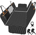 Waterproof Dog Car Seat Cover for Back Seat, Pet Hammock- S, Black/Orange | Durable waterproof hammock with nonslip design & storage pockets. Protects seats from scratches, fits cars, SUVs & trucks. by NECKORY