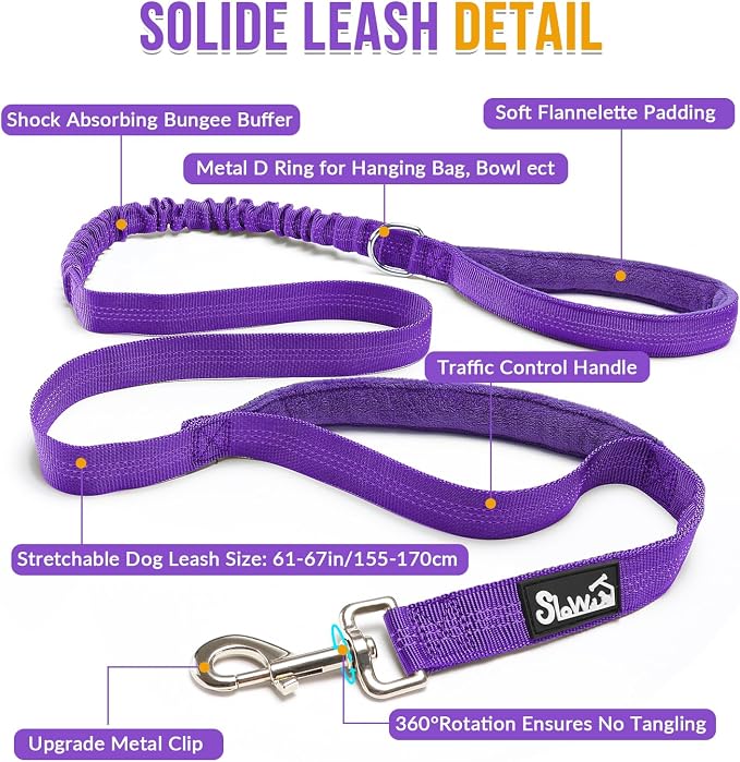 SlowTon No Pull Dog Harness with Front Clip - Heavy Duty, Soft Padded | Neck & Chest Adjustable, Tactical Pet Vest and Leash Set for Large Medium Sized Dogs, for Easy Walk & Training, Purple M - Image 4