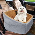 NEEZUKAR Dog Car Seat for Small Medium Dogs,Detachable Washable Dog Booster Seat Under 30lbs, Pet Car Seat Travel Bed with Storage Pockets and Dog Safety Belt(Grey/Brown) by NEEZUKAR