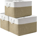 TheWarmHome Organization Basket - 20x16x14 inch Jumbo 3 Pack Collapsible Storage Bins for Shelves, Fabric Storage Cubes for Closet Organizer Gift Toy (White & Khaki) by TheWarmHome