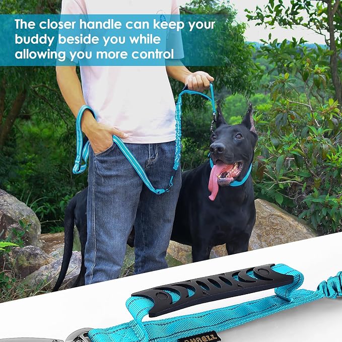 AUBELL Tactical Dog Leash Heavy Duty,4-6ft No Pull Bungee Leash,Blue | Reflective Dog Leash for Medium Large Dogs with Comfortable Padded Double Handle,Car Seat Belt,360 Degree Rotating Carabiner - Image 7
