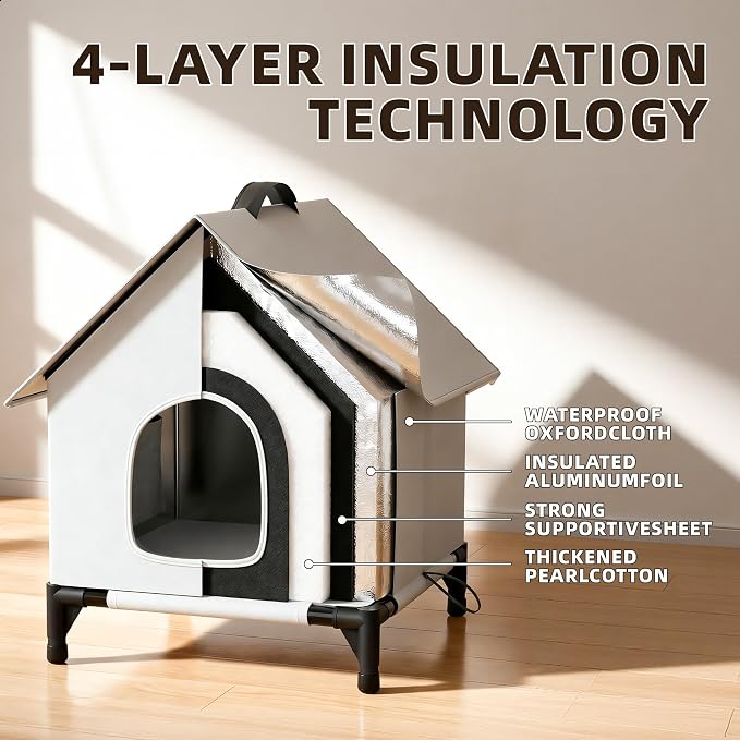 Cooling Cat House with Ice Packs for Outside&Indoor,Insulated and Weatherproof,Selfwarming Cat Shelter,Large Cave Bed for Garden (XL, Cold) - Image 3